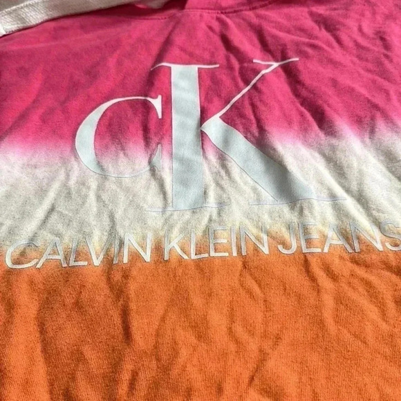 Calvin Klein crop top hoodie ombré pink white orange size XXL - Picture 2 of 6